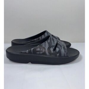 OOFOS OOahh M7 W9 Sport Flex Slide Recovery Sandals Black/Gray Camo Comfort